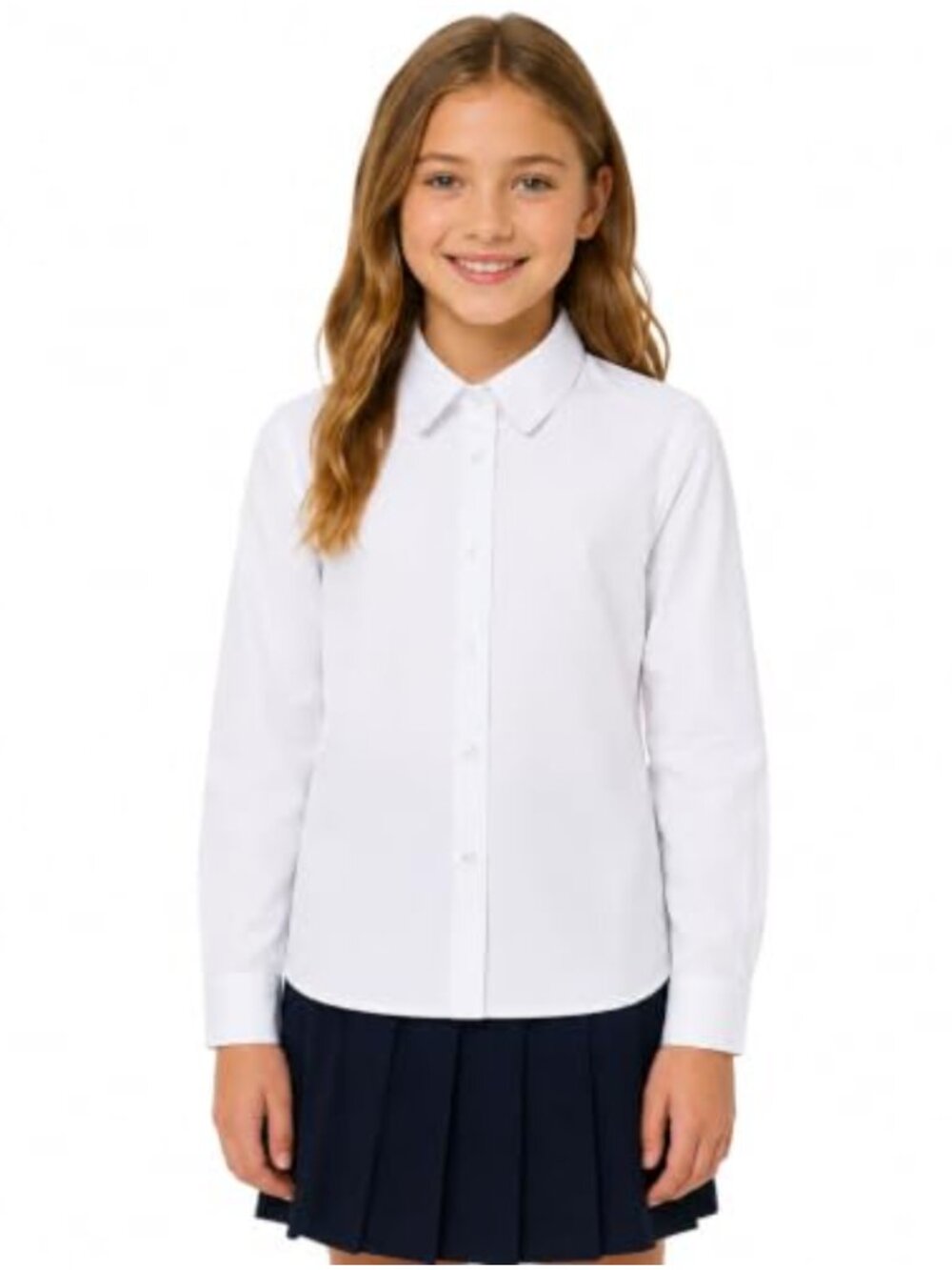 Girls Wrinkle-Free Button Down School Uniform Shirt Long Sleeve